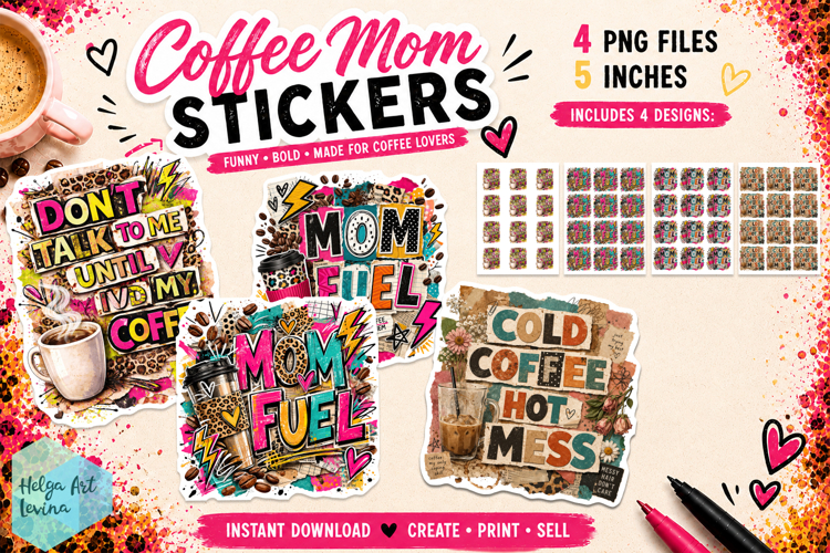 Stickers printable, Coffee Mom Life