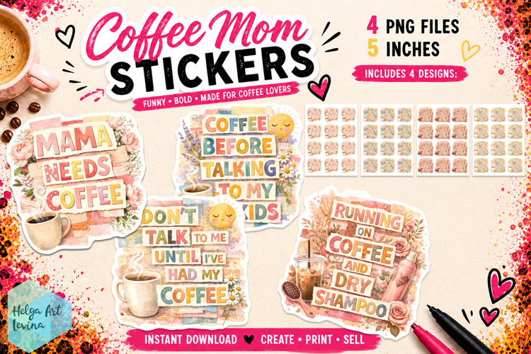 Stickers printable, Coffee Mom Life