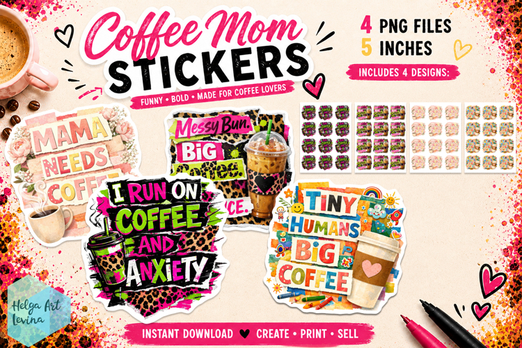 Stickers printable, Coffee Mom Life