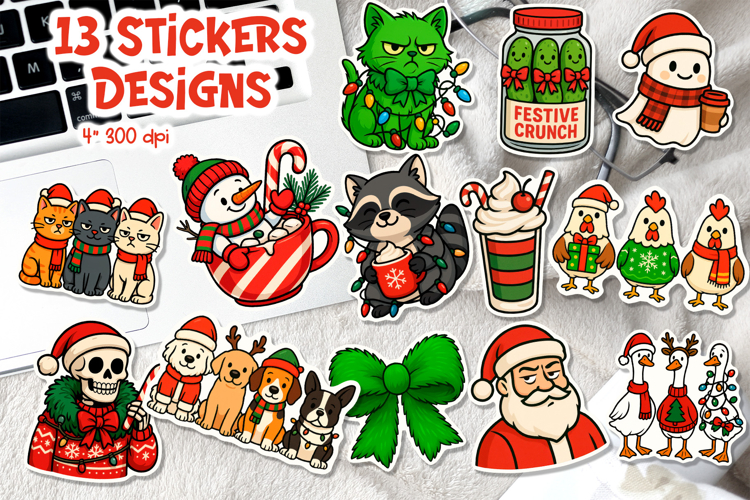 Christmas Sticker Printable | Funny Cute Holiday Stickers
