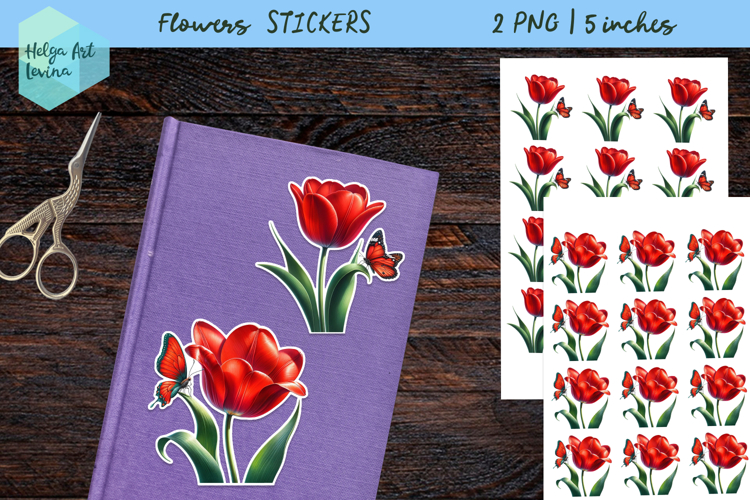 Stickers printable PNG, Flowers
