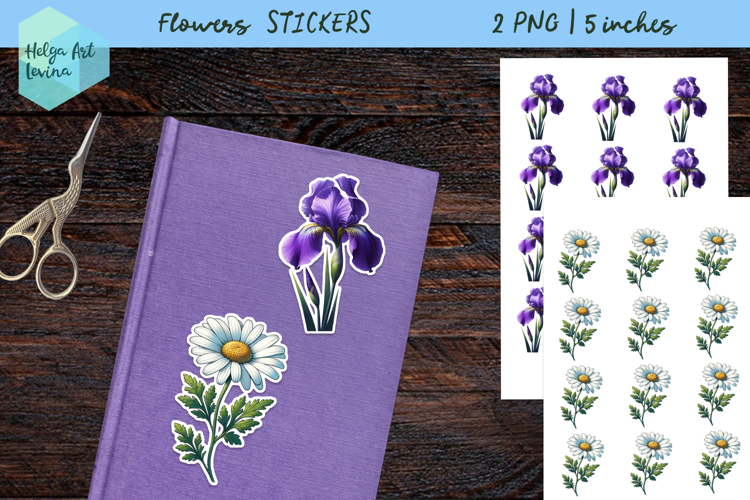 Stickers printable PNG, Flowers