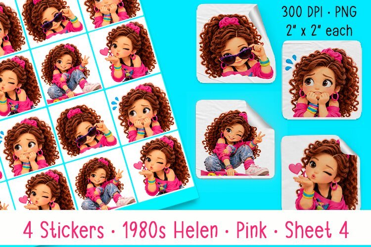 1980's Helen in Pink | Sheet 4 of 4 | Print Stickers | Cut example image 1