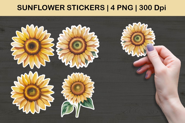 Sunflower Stickers | Bright Sunflower Clipart PNG