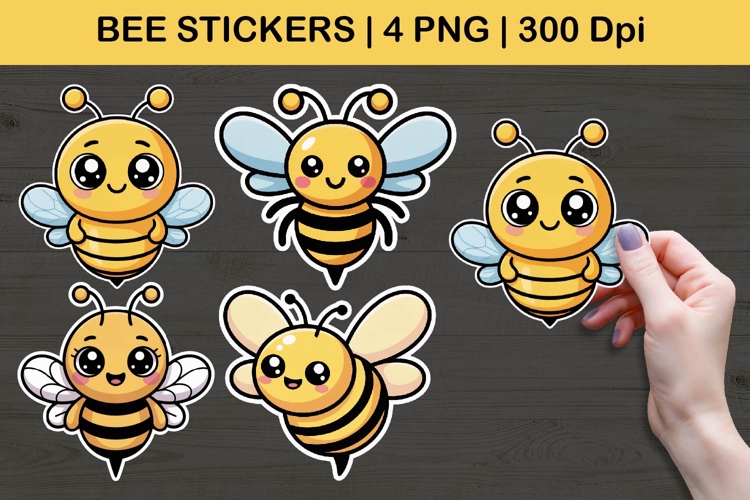 Cute Bee Sticker Illustrations | Kawaii Honeybee Art