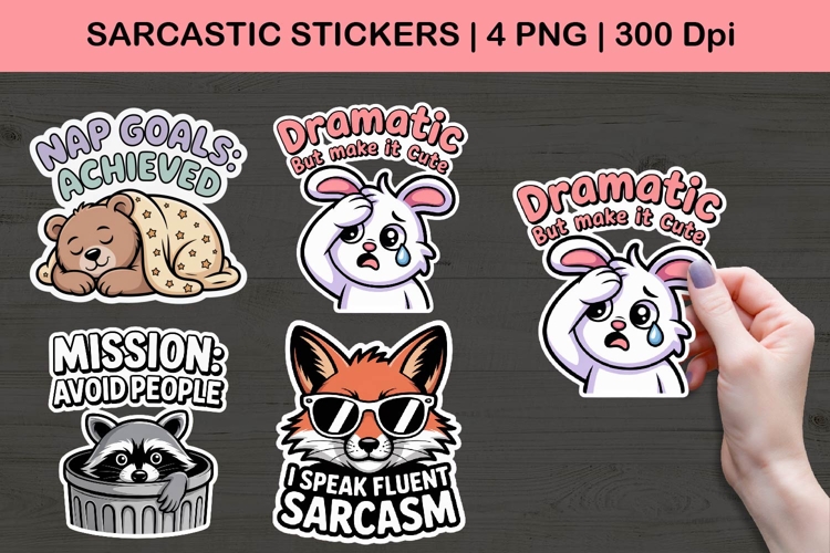 Cute Sarcastic Animal Stickers PNG | Funny Digital Designs