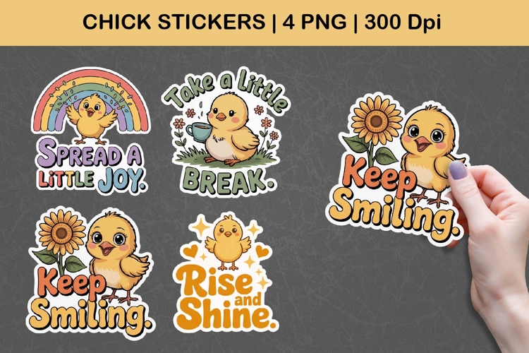 Chick Stickers | Cute Motivational Chick PNG Illustrations