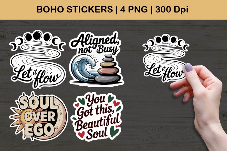 Boho Positive Quote Stickers PNG | Spiritual Aesthetic Art