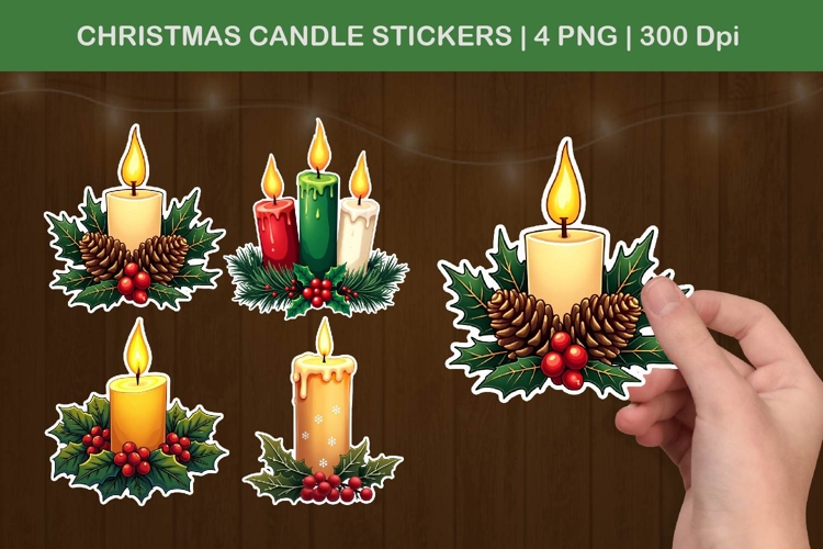 christmas candle png clipart, holiday candle printable stick