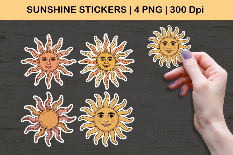 Sun Face Stickers Sunshine Illustrations
