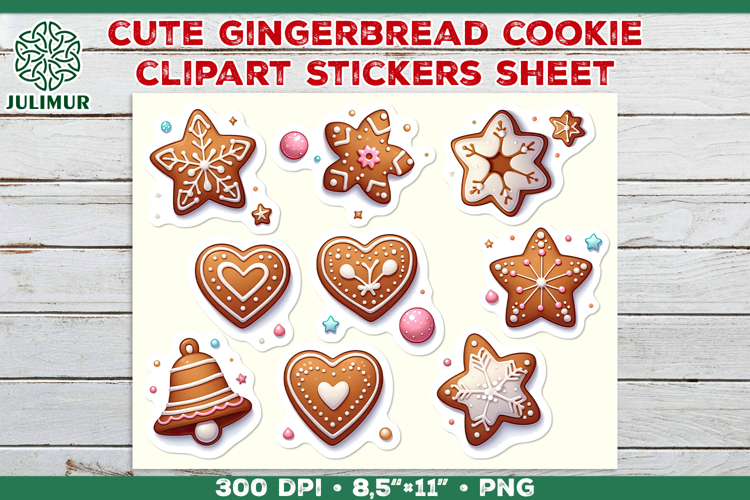 Watercolor Christmas Gingerbread Cookies Stickers PNG