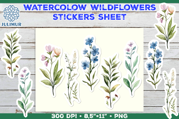 Watercolor Wildflower Printable Stickers Sheet
