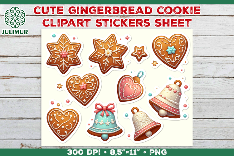 Watercolor Christmas Gingerbread Cookies Stickers PNG
