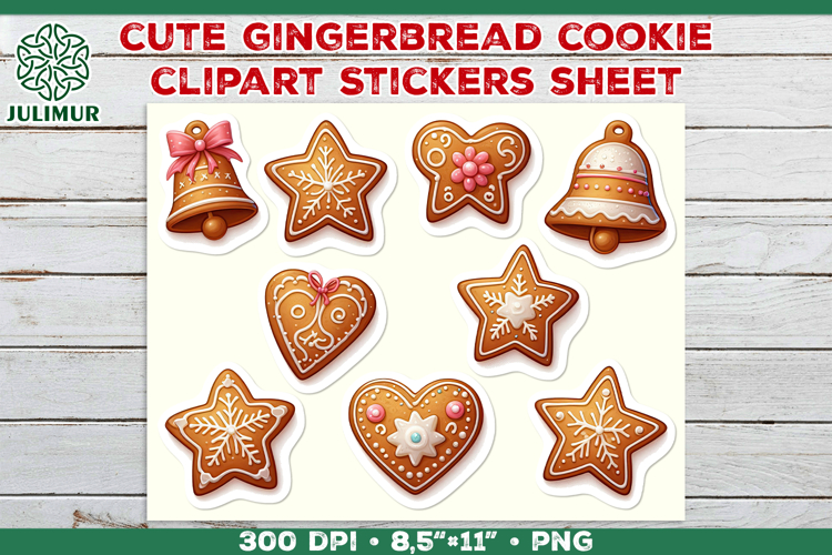 Watercolor Christmas Gingerbread Cookies Stickers PNG