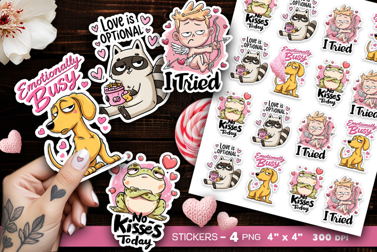 Funny Anti valentine stickers PNG, Cute Sassy Valentine