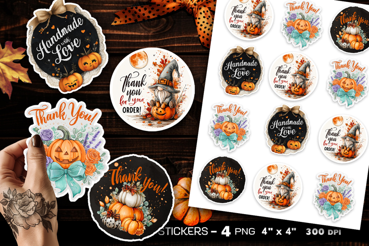 Thank you stickers, autumn stickers, 4 Stickers Printables