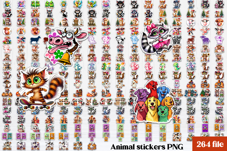 Funny animal stickers printable | Cat sticker PNG design