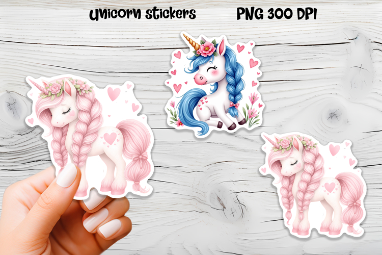 Cute unicorn stickers PNG | Cute animal sticker printable