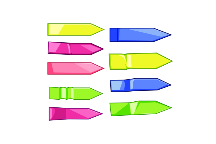 Colorful sticky arrow notes pointing right