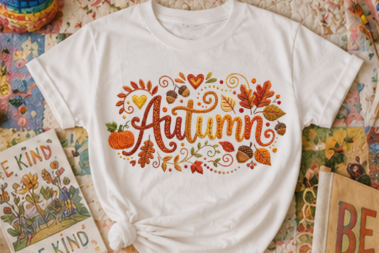 Stitched Autumn Sublimation Design | Fall T Shirt Png