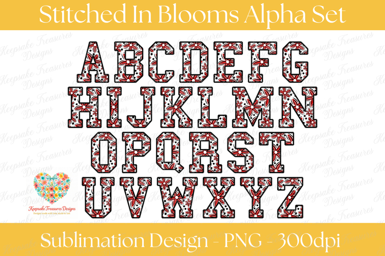 Stitched In Blooms Alpha PNG | Faux Embroidery Floral