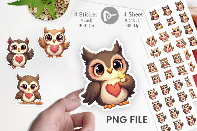 Stitched Owl Poses Sticker