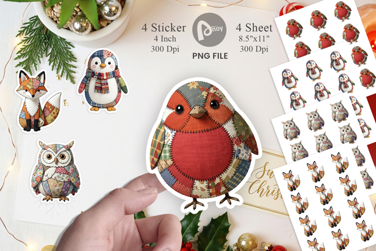 Woodland Animal Patchwork Sticker