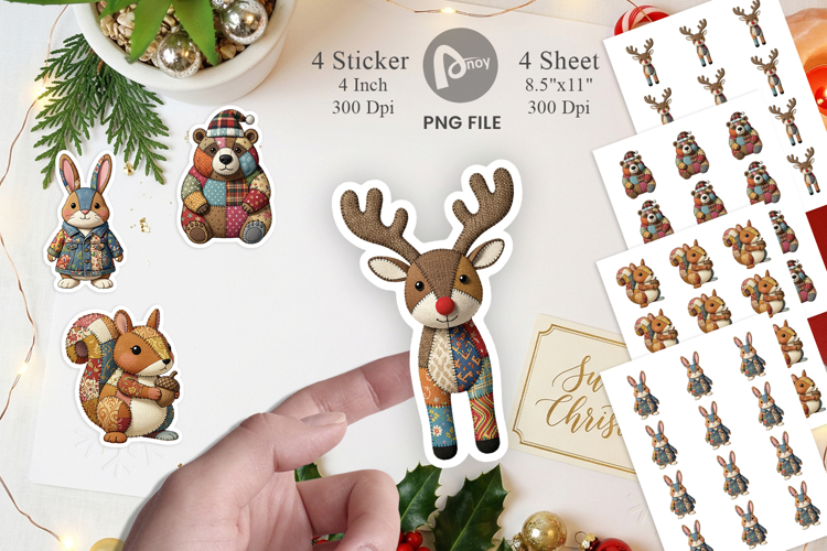 Woodland Animal Patchwork Sticker