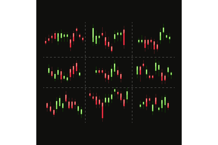 Financial market trading charts showing stock price movement