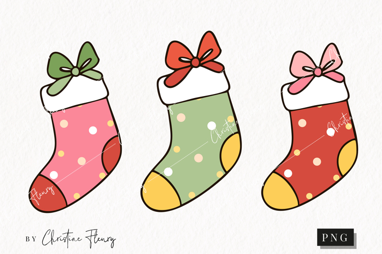 Doodle Christmas Stocking Clipart | Christmas PNG