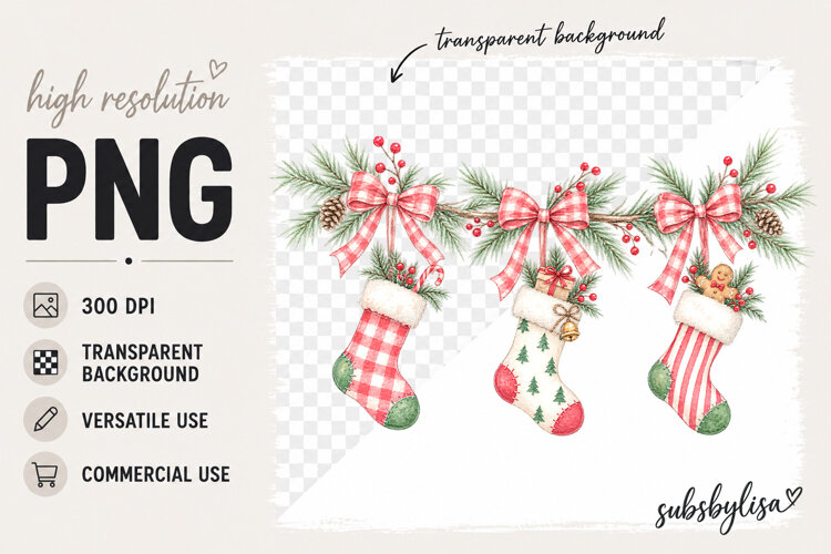 Christmas Bow Stockings png example image 1