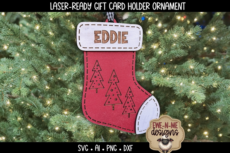 Stocking Tag Gift Card Holder Laser Ready SVG | Ornament Tag
