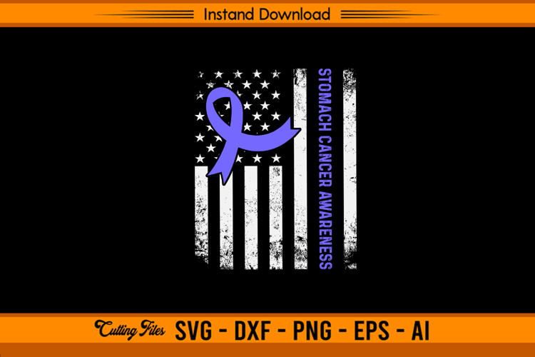 Stomach Cancer Awareness Ribbon Flag SVG Design