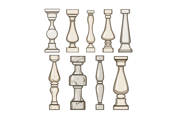 stone balustrade set cartoon