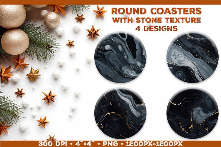 Round Coaster Sublimation designs with Stone Textured