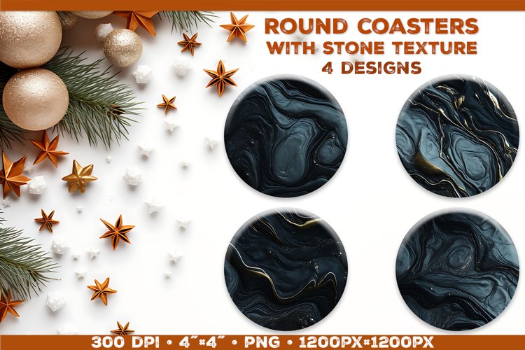 Round Coaster Sublimation designs with Stone Textured