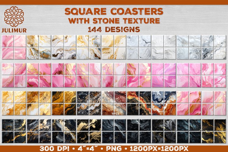 Stone Texture Square Coasters Bundle | Coasters Sublimation