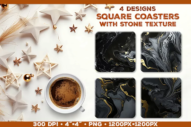 Stone Texture Square Coasters | Coasters Sublimation PNG