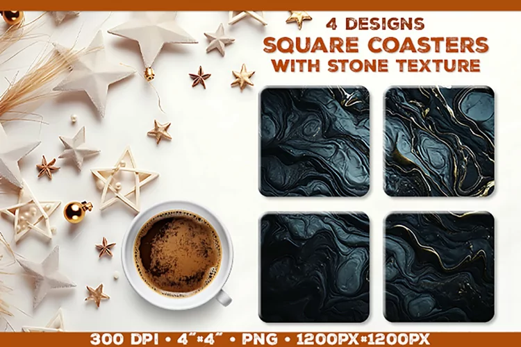 Stone Texture Square Coasters | Coasters Sublimation PNG