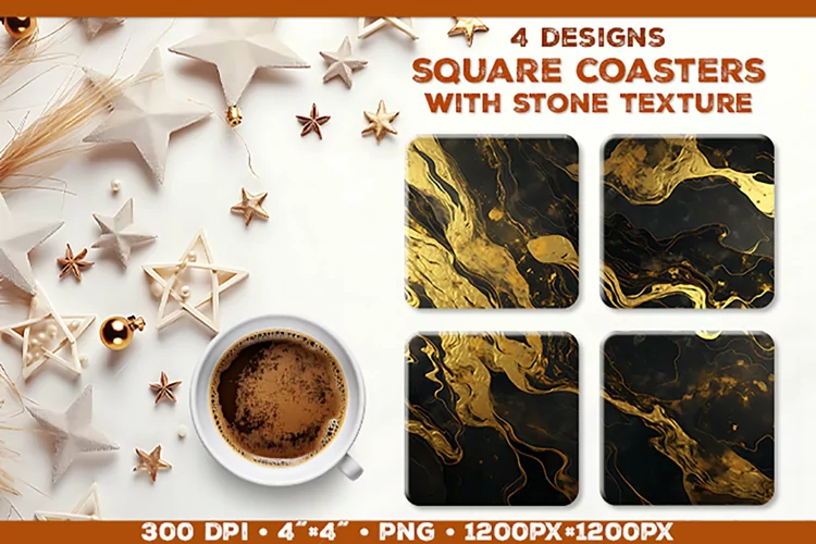 Stone Texture Square Coasters | Coasters Sublimation PNG