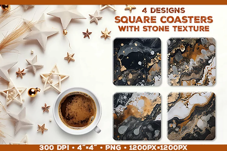 Stone Texture Square Coasters | Coasters Sublimation PNG