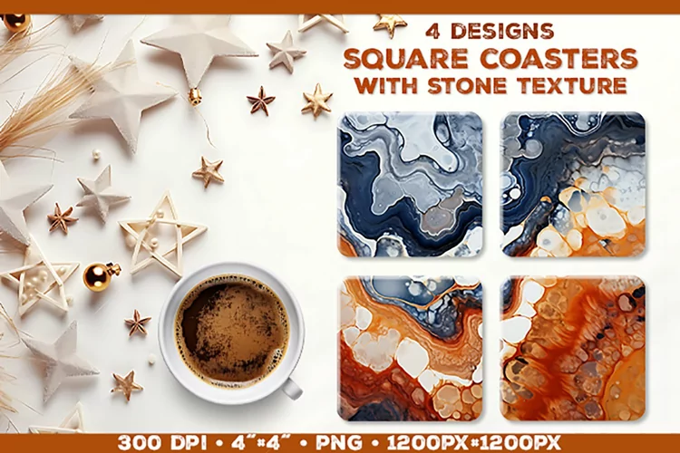 Stone Texture Square Coasters | Coasters Sublimation PNG