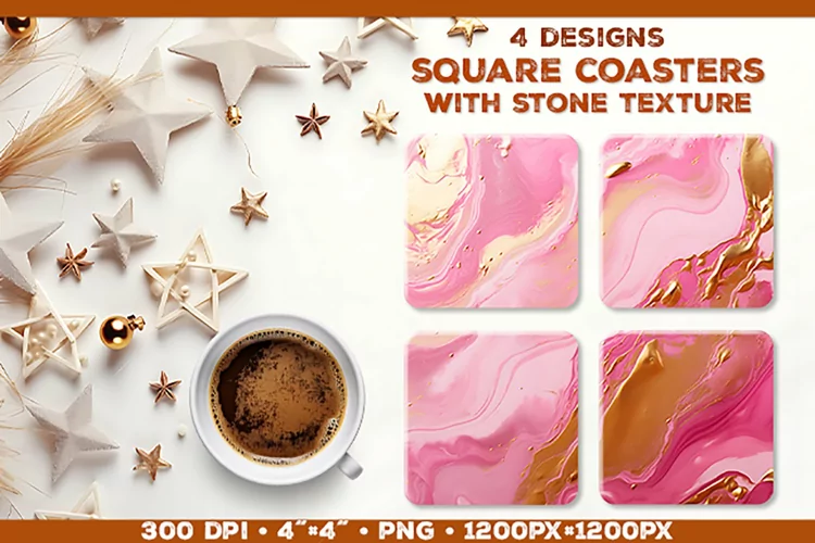 Stone Texture Square Coasters | Coasters Sublimation PNG