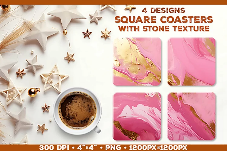 Stone Texture Square Coasters | Coasters Sublimation PNG