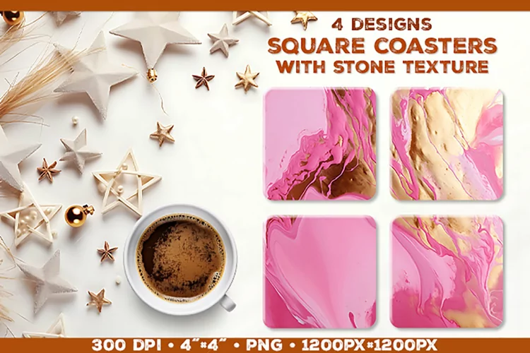 Stone Texture Square Coasters | Coasters Sublimation PNG