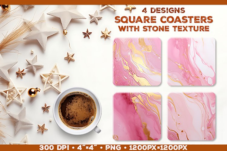 Stone Texture Square Coasters | Coasters Sublimation PNG example image 1