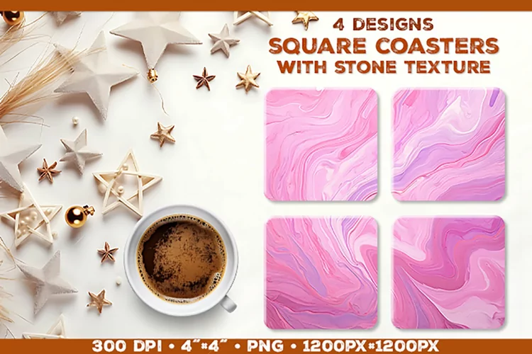 Stone Texture Square Coasters | Coasters Sublimation PNG