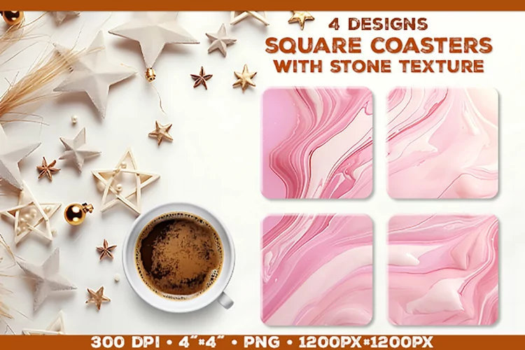 Stone Texture Square Coasters | Coasters Sublimation PNG