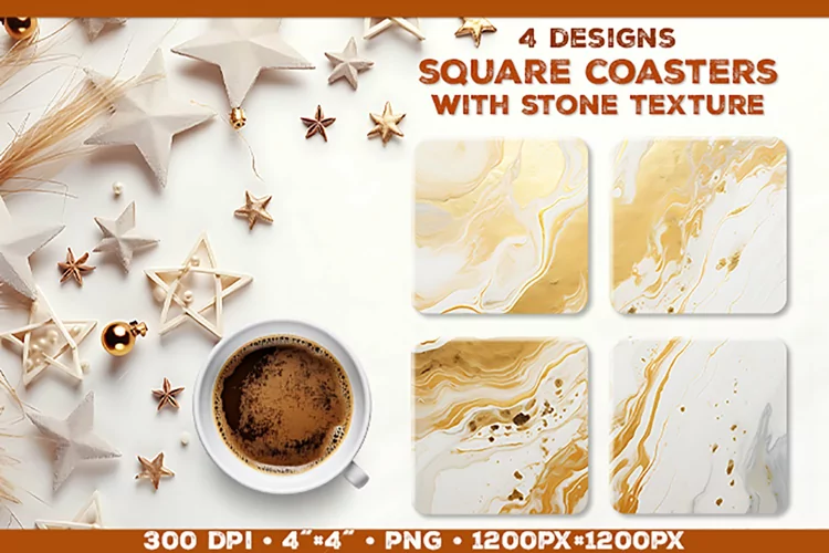 Stone Texture Square Coasters | Coasters Sublimation PNG