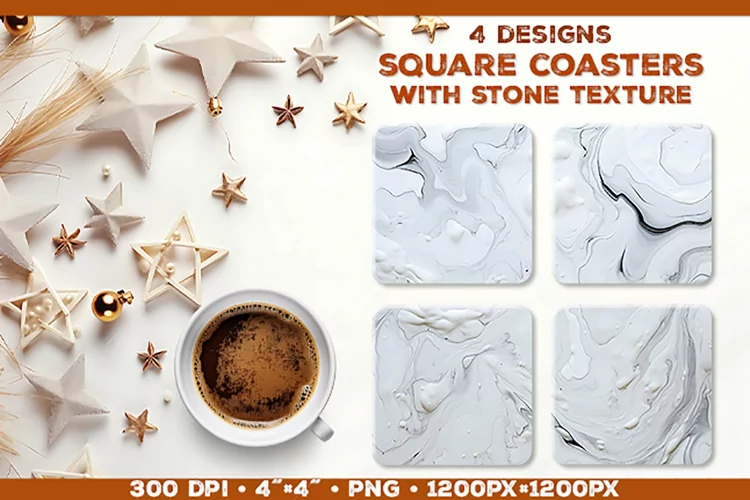 Stone Texture Square Coasters | Coasters Sublimation PNG